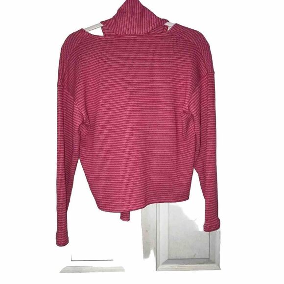 Zara Sweater With Scarf Wmns‎ Sz S Fuschia Pink Striped Long Sleeve Valentine - Picture 7 of 9